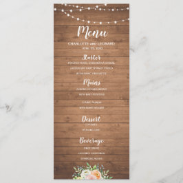 Menu Carteira de cardápio russa com flores de cordas de