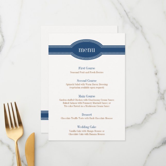 Menu Carteira de marinho, Coleção Caroline Wedding (Frente/Verso In Situ)
