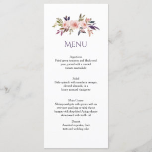 Menu Cartões-menu Pêssego-Rosa Lavanda Púrpura Flores-s