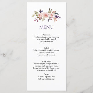 Menu Cartões-menu Pêssego-Rosa Lavanda Púrpura Flores-s