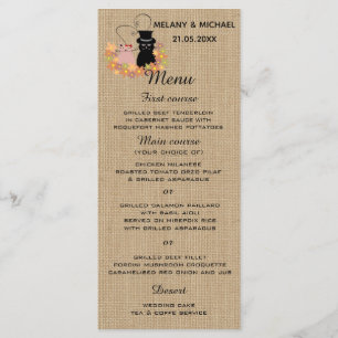 Menu Cartoons engraçados florais com cartoons carnudos