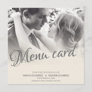 Menu Casal de Casamento Beijante em Monocromo