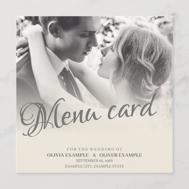 Menu Casal de Noivos se Beijando em Monocromia (Frente)