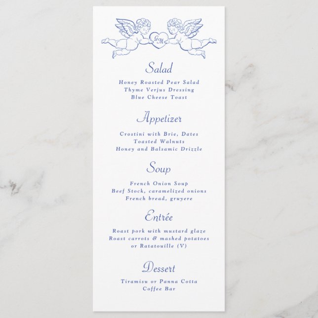 Menu Casal de Querubim Cupido segurando Coração Casamen (Frente)