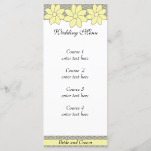 Menu Casamento 1 Amarelo e Cinza Floral