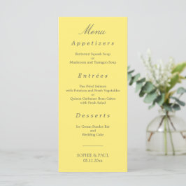 Menu Casamento Amarelo da Manteiga Elegante