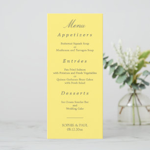 Menu Casamento Amarelo da Manteiga Elegante