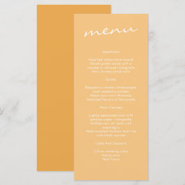 Menu Casamento Amarelo da Mostarda Minimalista Elegante