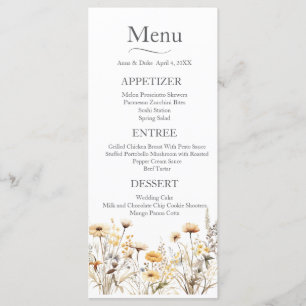 Menu Casamento Amarelo de Flores Selvagens