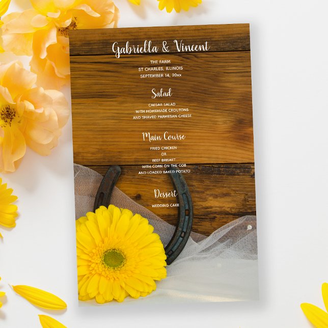 Menu Casamento Amarelo e Ferradura Ocidental (Criador carregado)