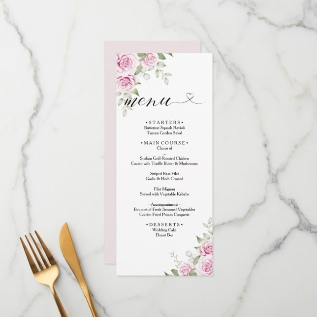 Menu Casamento ANNA / Melancia Floral Rosa Rosa (Frente/Verso In Situ)