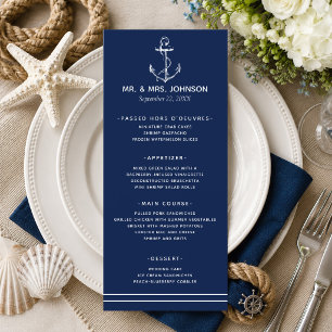 Menu Casamento ao Lado do Mar da Âncora Branca marinho