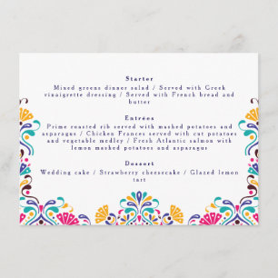Menu Casamento Arco-Íris do Estilo Fiesta Mexicano Vibr