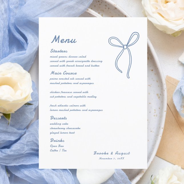 Menu Casamento Azul Arco Desenho Da Mão (Criador carregado)