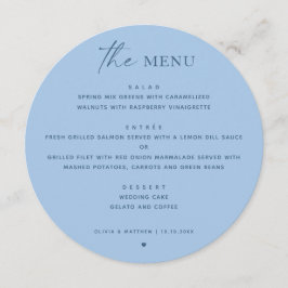 Menu Casamento Azul Céu Pastel | Recepção Moderna Redon