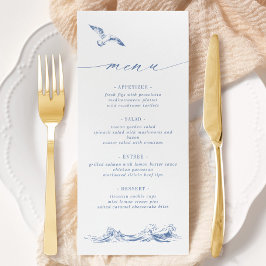 Menu Casamento Azul Chic Costeiro à Beira-Mar Elegante