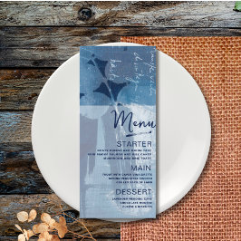 Menu Casamento Azul Cian Moderno Botânico