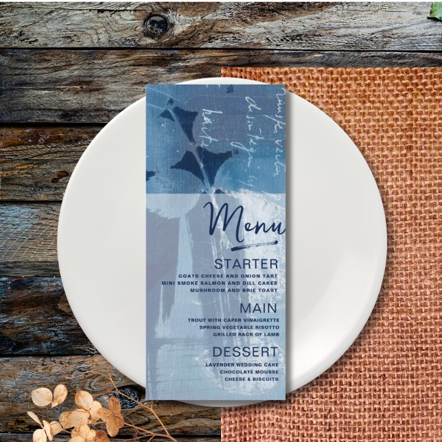 Menu Casamento Azul Cian Moderno Botânico (Criador carregado)