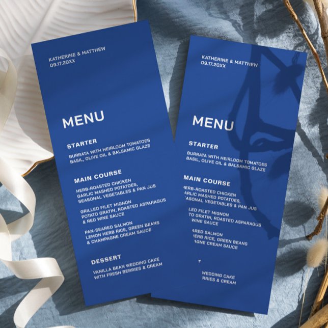 Menu Casamento Azul Cobalto (Criador carregado)