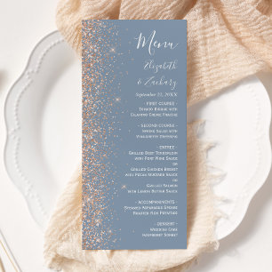 Menu Casamento Azul com Derrame de Pêssego Moderno