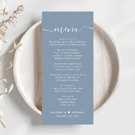 Menu Casamento Azul com Dusty Script Chic