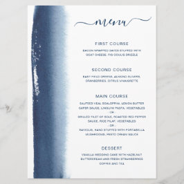 Menu Casamento Azul com Marinho Brushaft de Cores Simpl