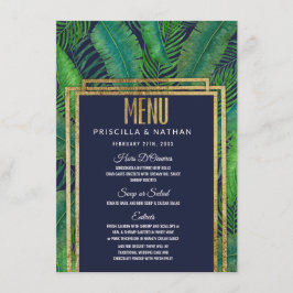 Menu Casamento Azul com Marinho Dourado verde-palmeira 