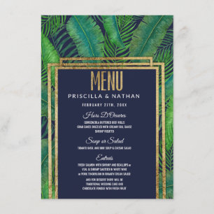 Menu Casamento Azul com Marinho Dourado verde-palmeira