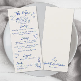 Menu Casamento Azul Da Vintagem Causada Pela Mão