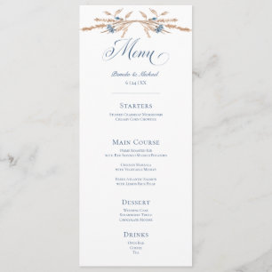 Menu Casamento Azul de Cornflores e Trigo