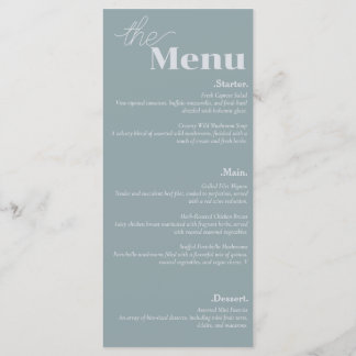 Menu Casamento Azul de Flair Dusty, Elegance e Moderno