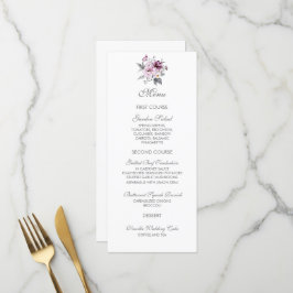 Menu Casamento Azul de Lavanda Floral Elegante