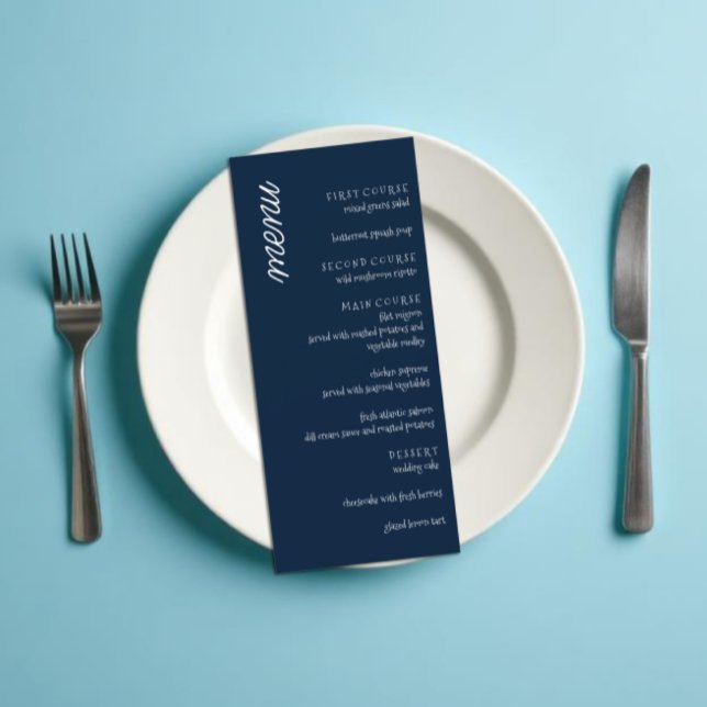 Menu Casamento Azul de Marinho Minimalista Clássico (Criador carregado)
