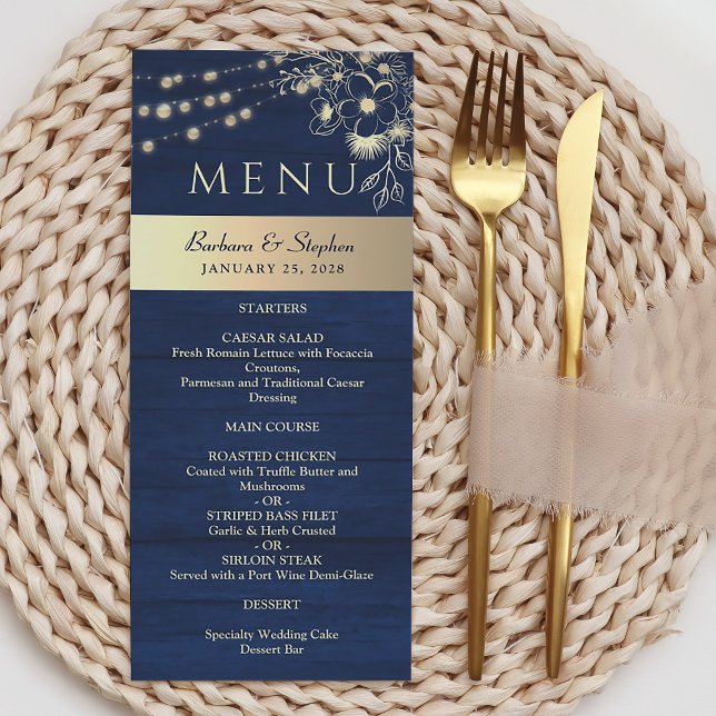 Menu Casamento Azul de Marinho Russo (Criador carregado)