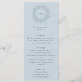 Menu Casamento Azul de Pastel de Burst Moderno