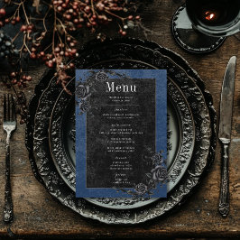Menu Casamento Azul de Rosas Negras Gótica
