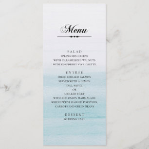 Menu Casamento azul de Watercolor. Náutica elegante clá
