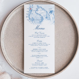 Menu Casamento Azul do Mapa Elegante do Marinho da Prai
