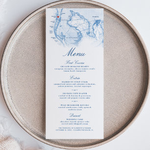 Menu Casamento Azul do Mapa Elegante do Marinho da Prai