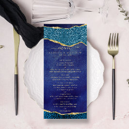 Menu Casamento Azul e Agato Dourado do Marinho Elegante