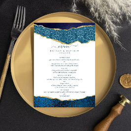 Menu Casamento Azul e Agato Dourado do Marinho Elegante