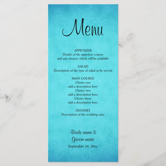 Menu Casamento Azul e Negro (Frente)
