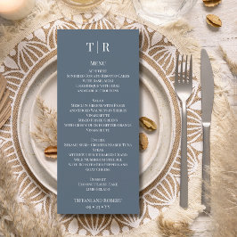 Menu Casamento Azul Elegante Minimalista