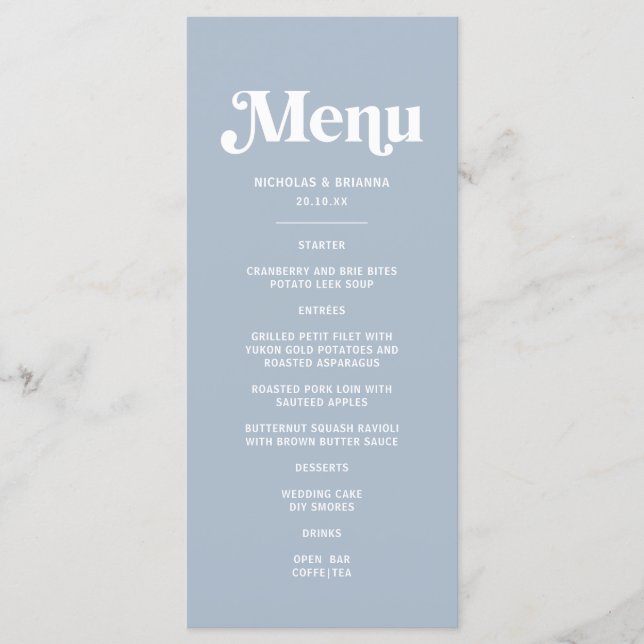 Menu Casamento Azul Empoeirado (Frente)