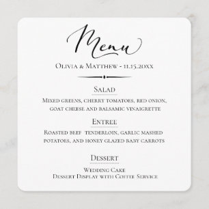 Menu Casamento azul empoeirado da tipografia chique