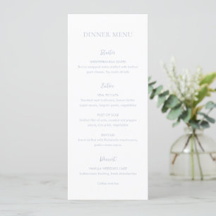 Menu Casamento Azul Empoeirado Limpo e Elegante