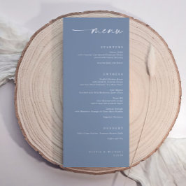 Menu Casamento Azul Empoeirado Minimalista Moderno e El