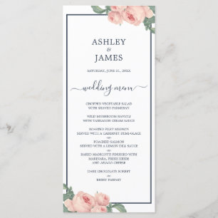 Menu Casamento Azul Escuro Rosa Rosa Rosa Rosa Cinza Vi