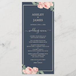 Menu Casamento Azul Escuro Rosa Rosa Rosa Rosa Cinza Vi