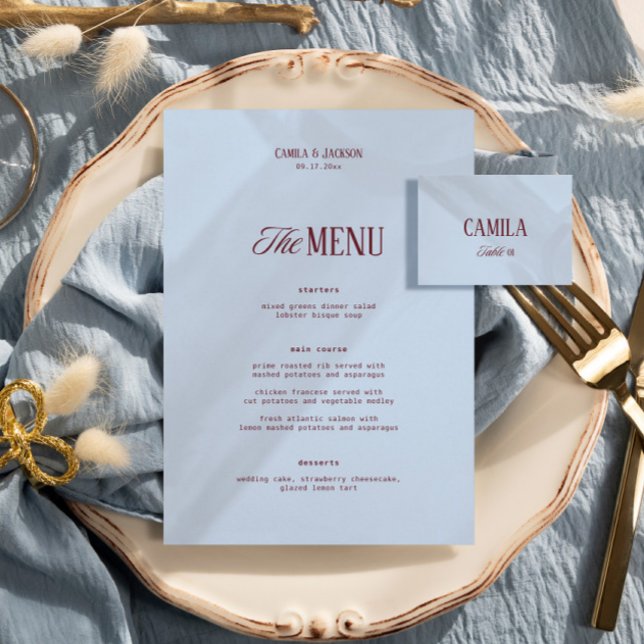 Menu Casamento Azul Frio e Borgonha  (Criador carregado)